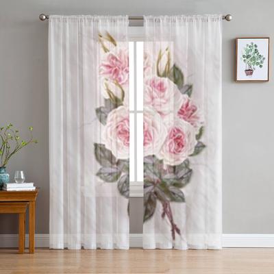 Bouquet Di Rose Tende Trasparenti Per Finestra Soggiorno Tenda Trasparente Voile Tulle Tende Camera Da Letto Decorazioni Per La Casa