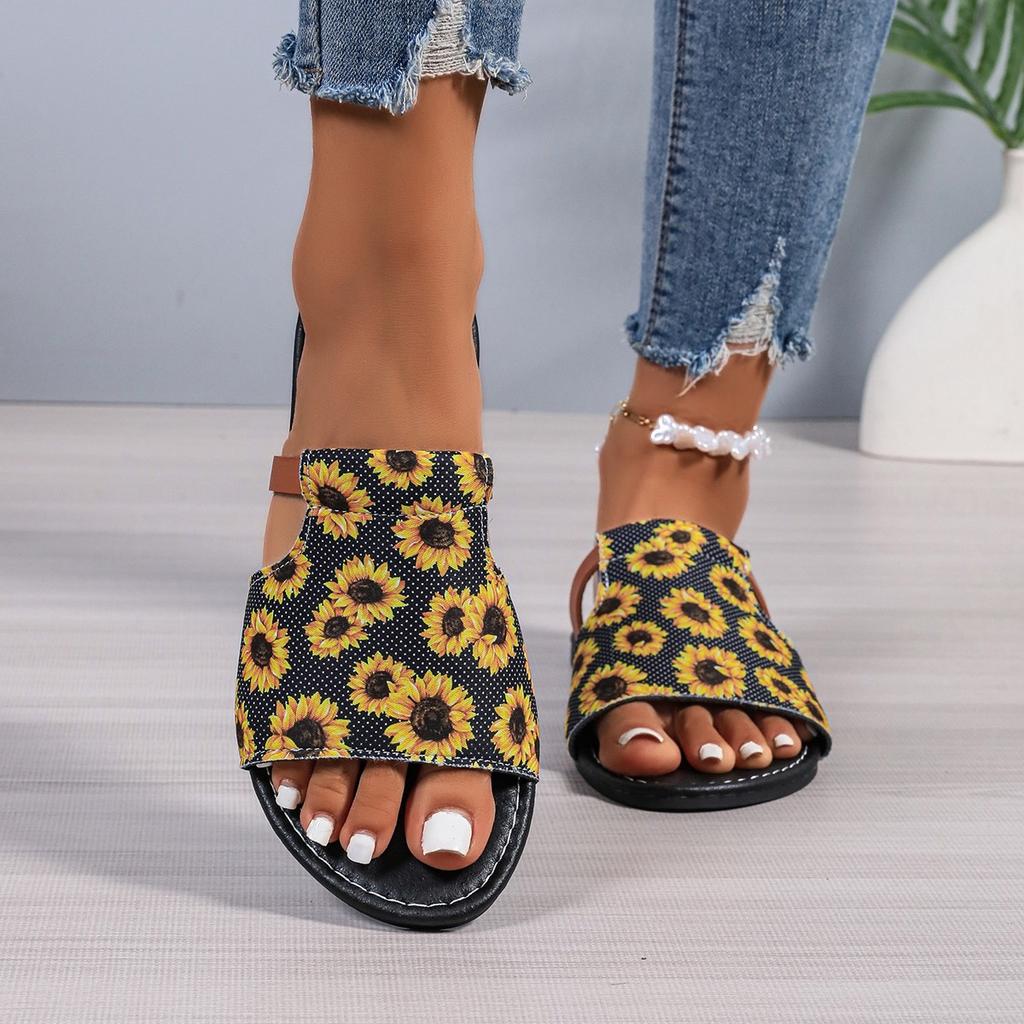 Fashion 2024 EVA Flower Printed Slipper Womens Multicolor Bottom Shoes Summer Anti-slip Slippers Flat Flip Flops Zapatos Para Mujeres