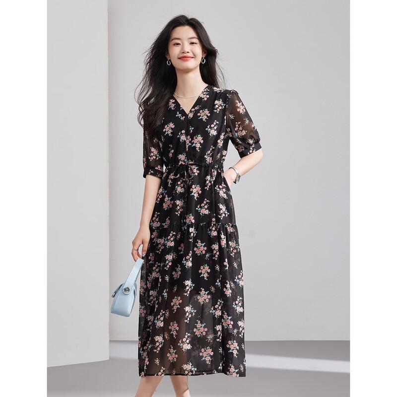 ORIGIN Women s Floral Print V-Neck A-Line Maxi Dress M