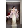 Summer double version new Chinese style jacquard embroidery suspender casual temperament high-end jumpsuit cheongsam long skirt