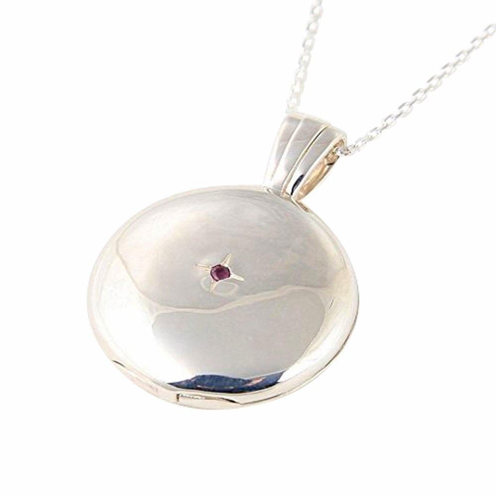 

[verona-locket] Ruby Locket Pendant, Oval, Silver Chain, 48cm