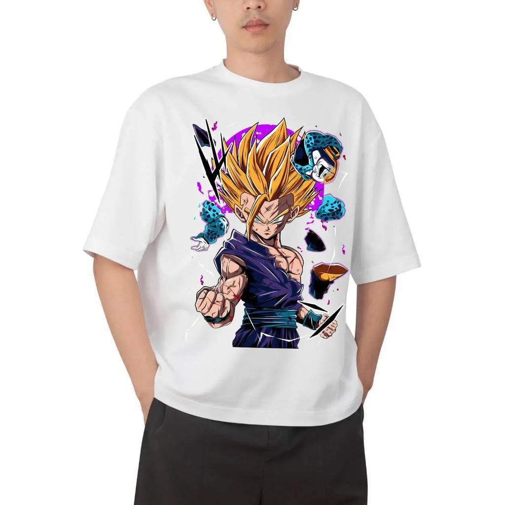 Dragon Ball Z Majin Buu (Super Buu) Anime Black T-Shirt Comfortable Fashion Vintage Double-Sided Band Graphic Print Women And Men T-shirts