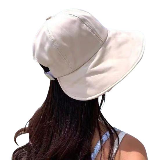 Outdoor Ladies Fisherman Hat Foldable Large Brim Adjustable Fasten Tape Sun Protection Anti-UV Beach Cap Gardening Travel Hat