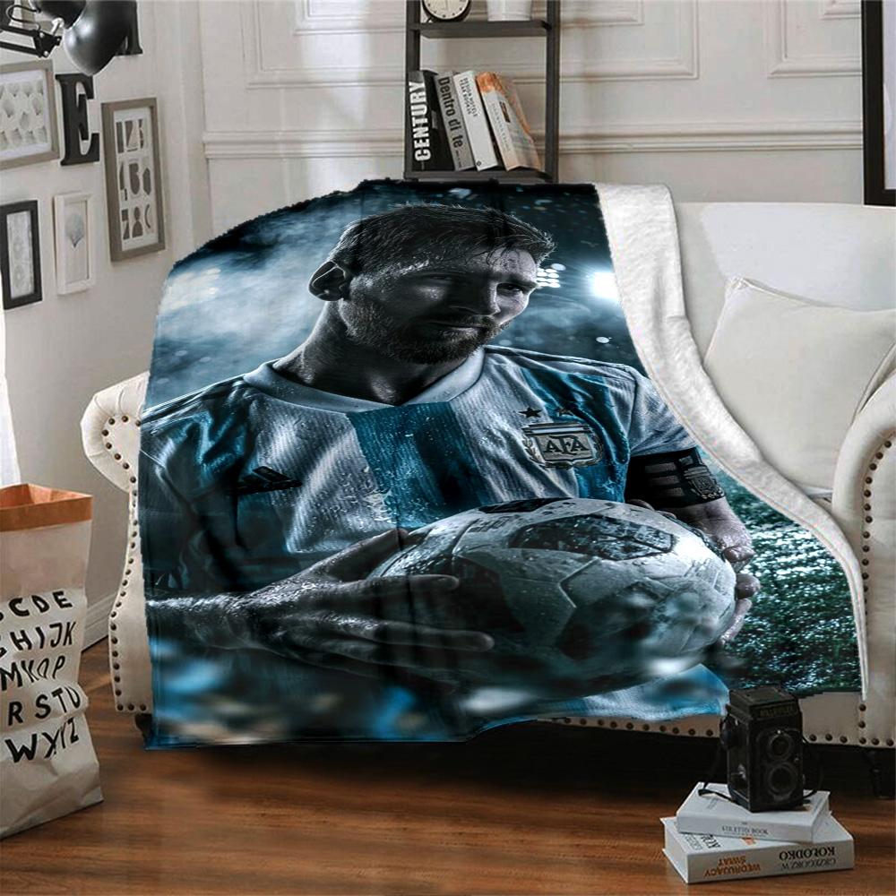 Football Messi Blanket Soft Warm Cozy Great for Couch Bed Bedding for All Occasions Digital Print Gifts For Family Or Friends