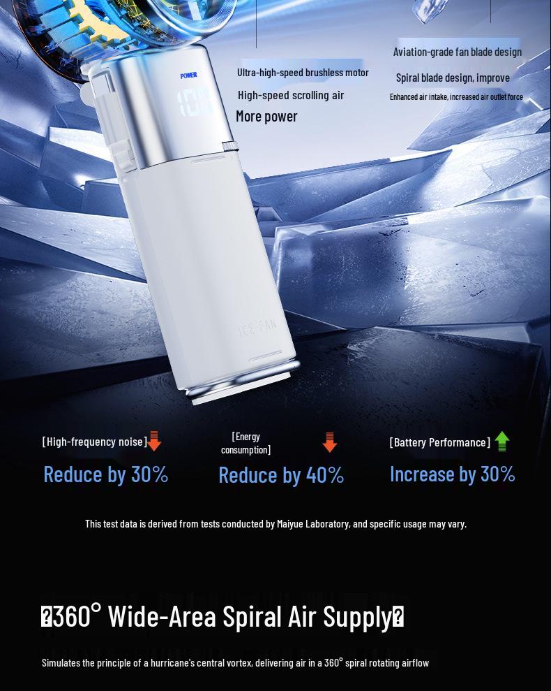 High-Speed Handheld Fan with Semiconductor Cooling, Long Battery Life & Built-in Retractable USB Power Bank