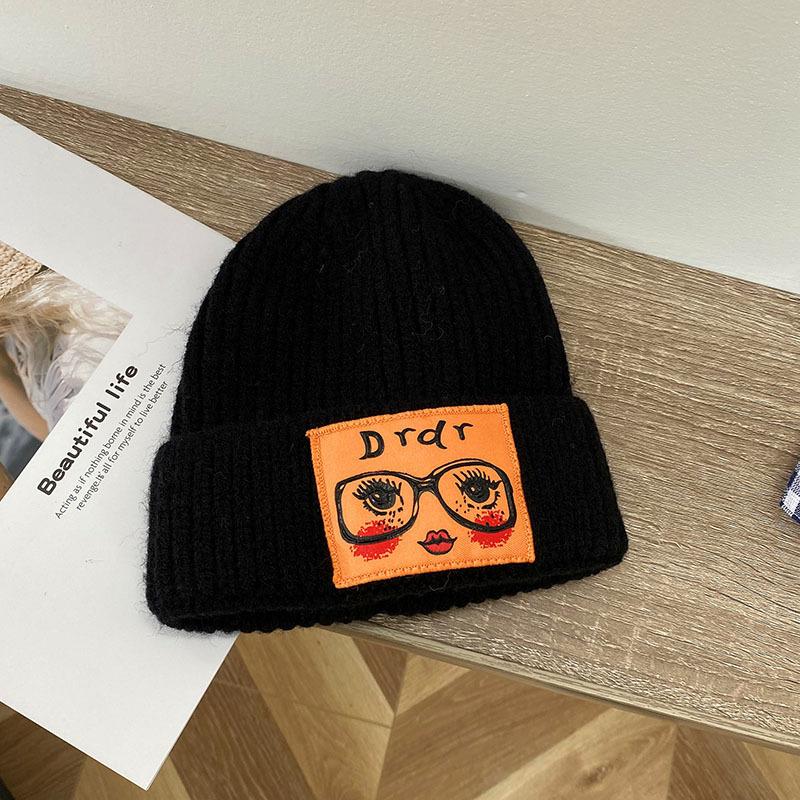 Fashion Dr Glasses Girl Hat Casual Knitted Hat Autumn And Winter Wool Melon Fur Hat Cute Warm Cold Hat