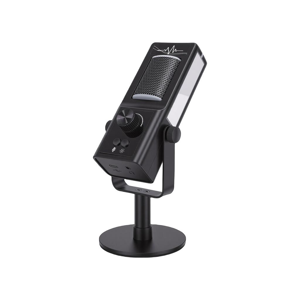 USB Condenser Microphone RGB Mic with Stand Type C Interface Plug and Play Noise Reduction for Live Streaming Recording