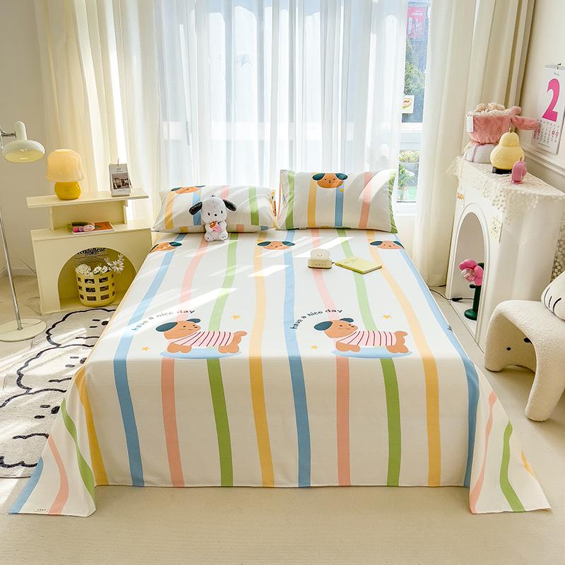 Cute Bear Pattern Bed Sheet Set Cartoon Style 100% Cotton Soft Bed Linen for Kids Boys Girls Bedroom Decoration Bedding Set