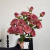 Three Artificial Flowers with Dried Rose Edges, A Retro Autumn Color Artificial Flower Decoration Soft Furnishing