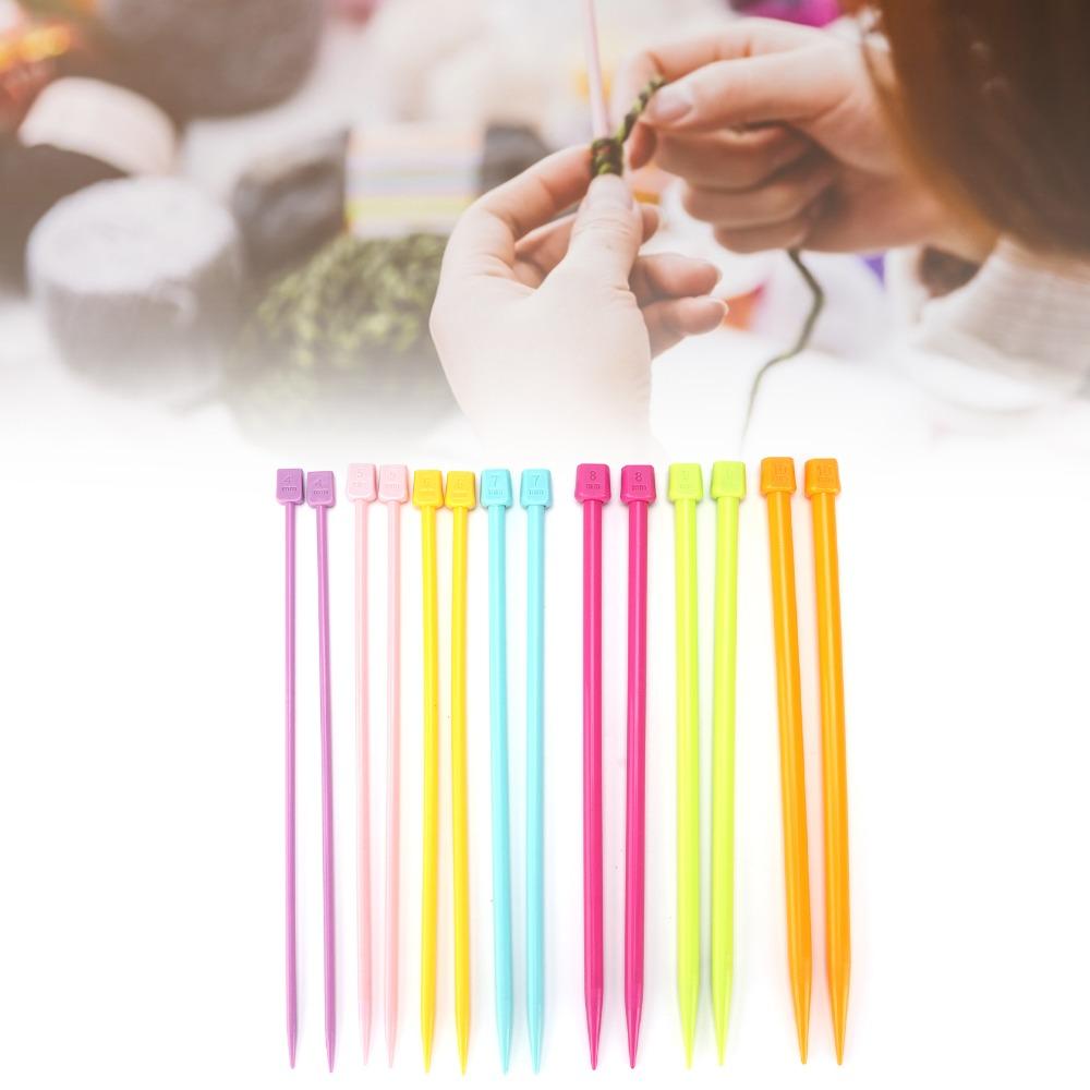 14pcs Plastic Knitting Needles Set Multicolour Plastic Knitting Needles  For Beginners