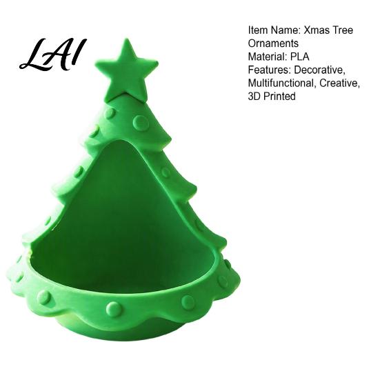 Holiday Home Table Decor 3D Printed Christmas Tree Ornament Desktop Storage Organizer for Candies Nuts Keys Candy Dish Decorative Candle Holder