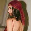 Thin Hotfix Rhinestone Square Scarf Sparkle Glitter Veil Turban Mesh Bandana  Women Fashion