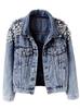 TEMU Damen Koreanischer Stil Jeansjacke mit Nieten & Perlen - Lockere Passform Frühling/Herbst Oberbekleidung