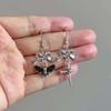 Gothic Sliver Color Stainless Steel Bowknot Nail-cross Moth Skull Head Asymmetric Dangle Earrings for Women Halloween Jewelry