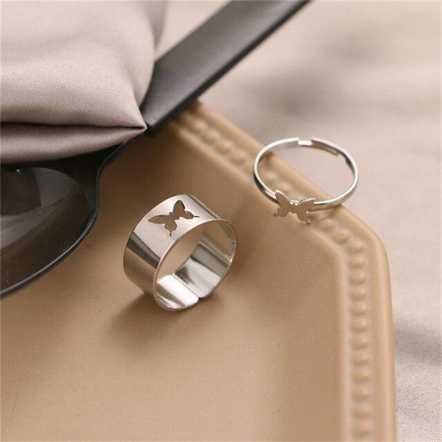 Hip Hop Rock Gold Color Chain Rings Set Girls Punk Geometric Sleek Minimalist Finger Rings Women Trend Jewelry Accessories Celebration Party Event