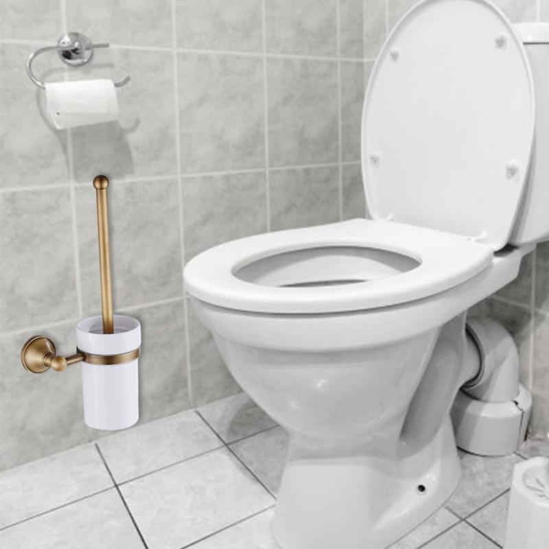 Vintage Wall Mounted Toilet Brush Holders Elegant Design Ergonomic Handle Toilets Brushes Stand Upgrades for Bathroom