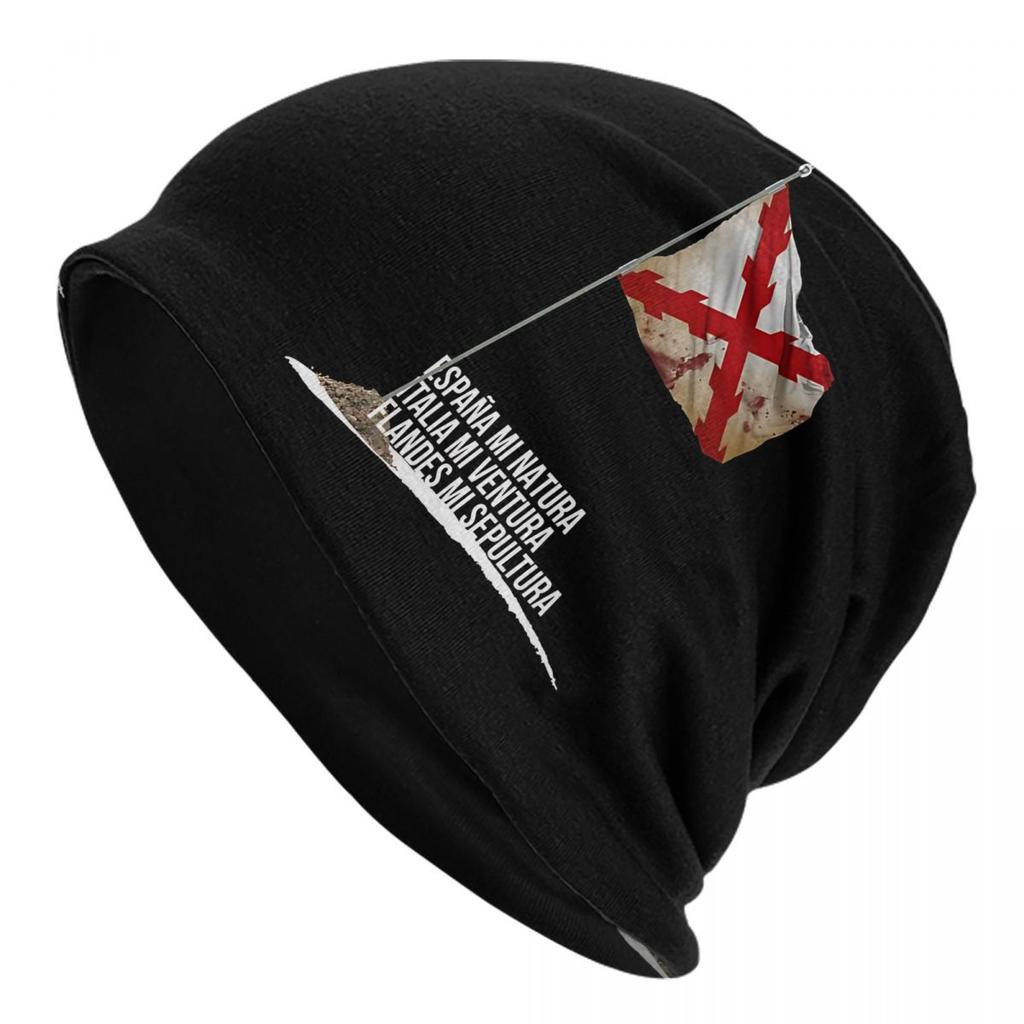 Spanish Burgundy Cross Bonnet Hats Autumn Winter Outdoor Skullies Beanies Hat Unisex Spring Thermal Elastic Cap