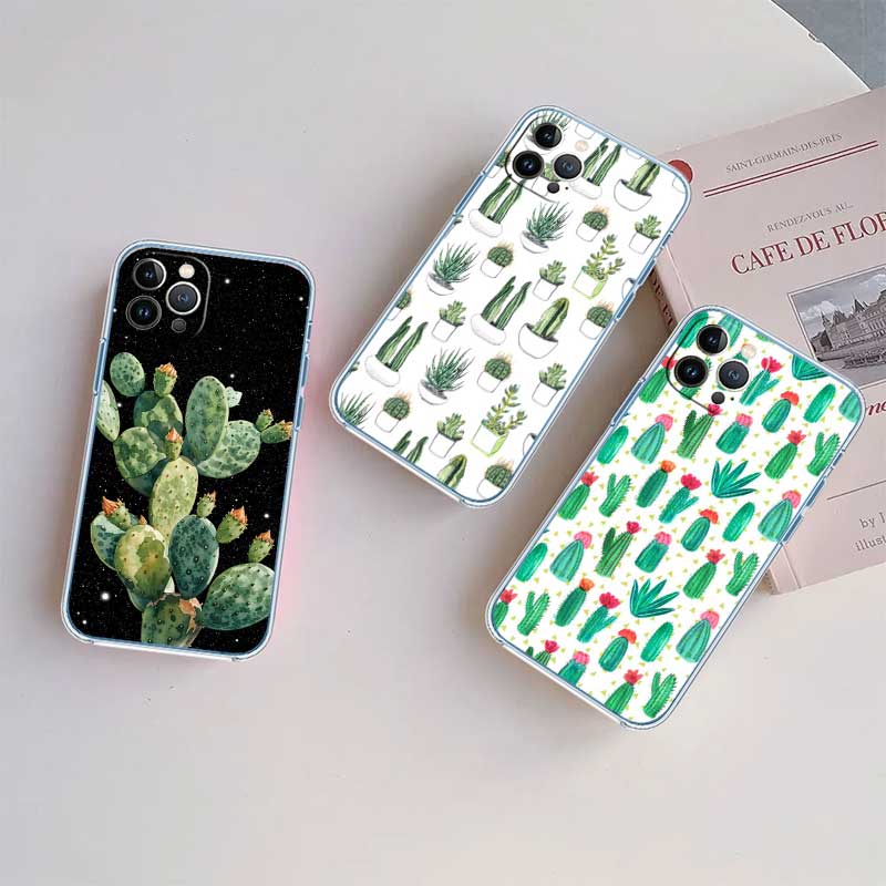 UP49 Watercolour Cacti Transparent Phone Case for Motorola Moto G7 G8 G9 G84 G85 G73 G24 G15 Z2 Play Power Plus