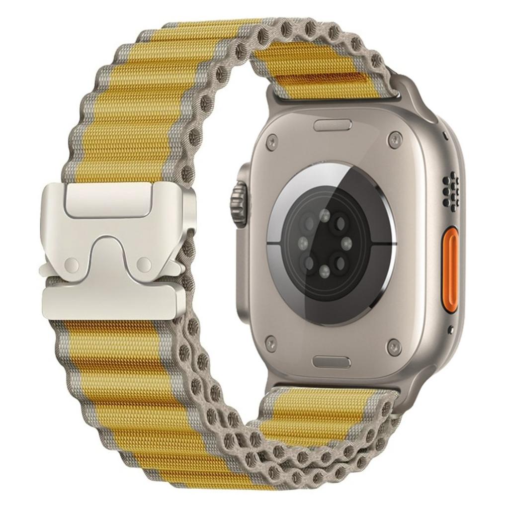 Watch Band For Apple Watch Series 11 10 42mm / 9 8 7 41mm / SE3 SE2 SE 6 5 4 40mm / 3 2 1 38mm Parachute Buckle Wide Ripple Pattern Nylon Wrist Strap