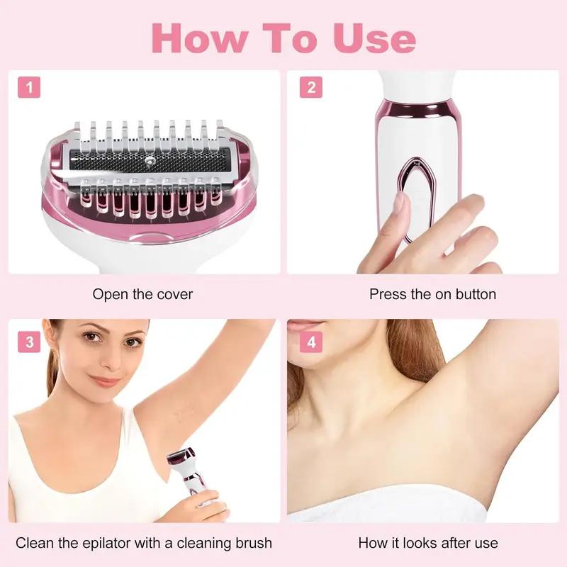 2026 New 4 in 1 Electric Razor for Women Body Hair Trimmer Armpit Bikini Arm Leg Face Mustache Portable Painless Shaver