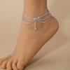 Shiny Heart-shaped Rhinestone Foot Ornaments, Adjustable Anklet, Crystal Double Heart-shaped Anklet