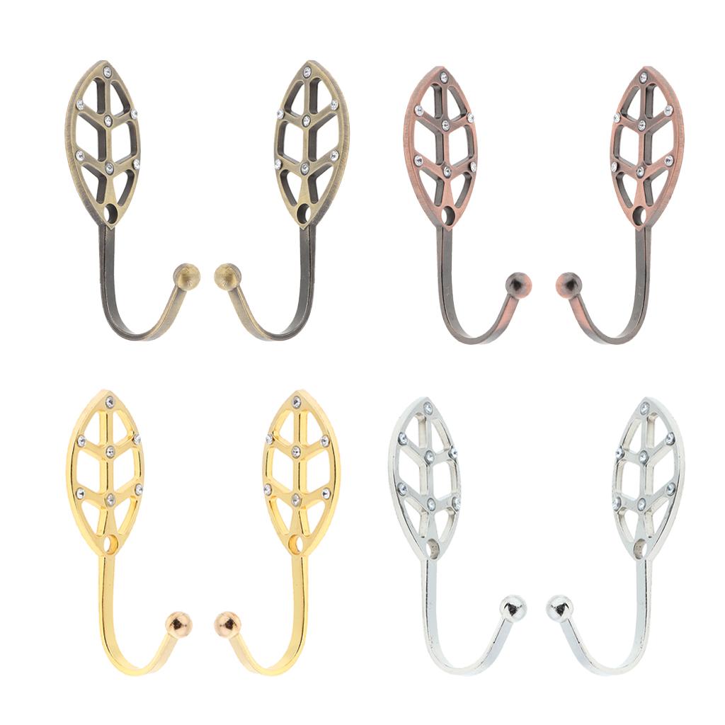2 Alloy Elegant Decorative Curtain Holdbacks Wall Hooks with Screws