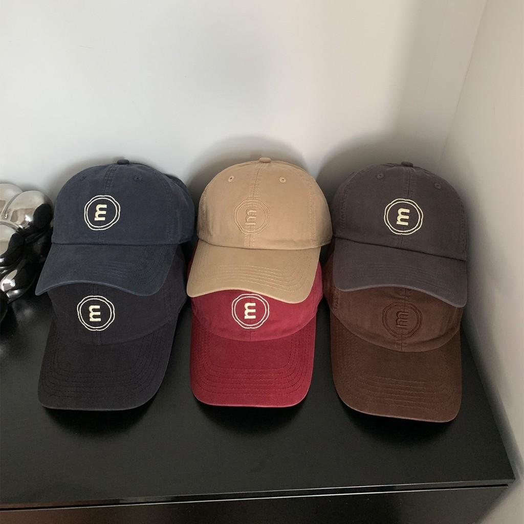 Embroidered Letter M Panel Baseball Hat Breathable Cotton Street Looks Style