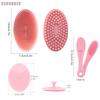 3pcs Pink Silicone Body Scrubbers Set Facial Bath Brush & Nose Blackhead Remover for Women Men Suitable for Various Skin Types