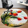 1PC Floral Abstract Office Round Area Rug, Mat Suitable For Office, Under Office Chairs Bedroom Living Room Home Decor, Room Deco