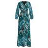 Plus Size Women's V-Neck Print A-Line Chiffon Dress