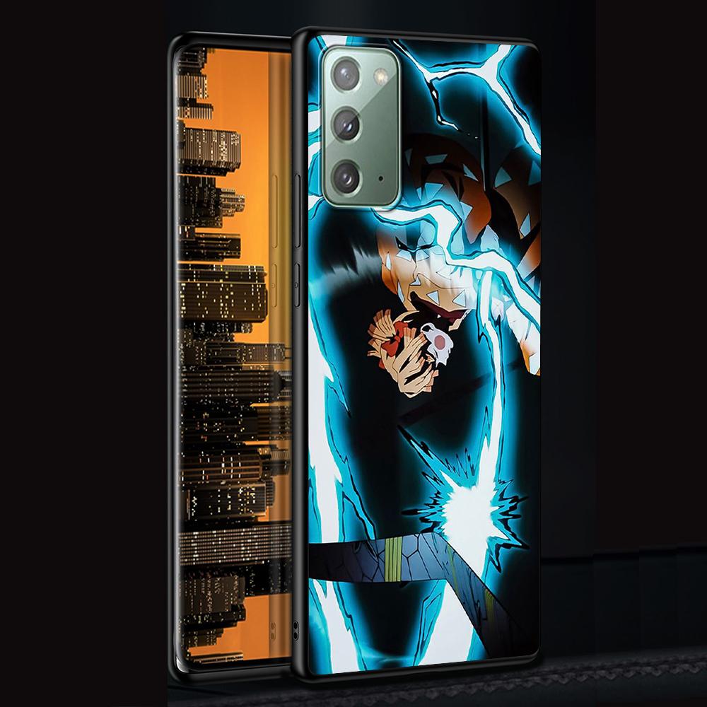 Demon Slayer Case for Samsung Galaxy Note 20 Ultra 10 Lite 9 8 A53 A52 A12 S22 S21 FE S20 Plus Silicone Black Anime Phone Cover
