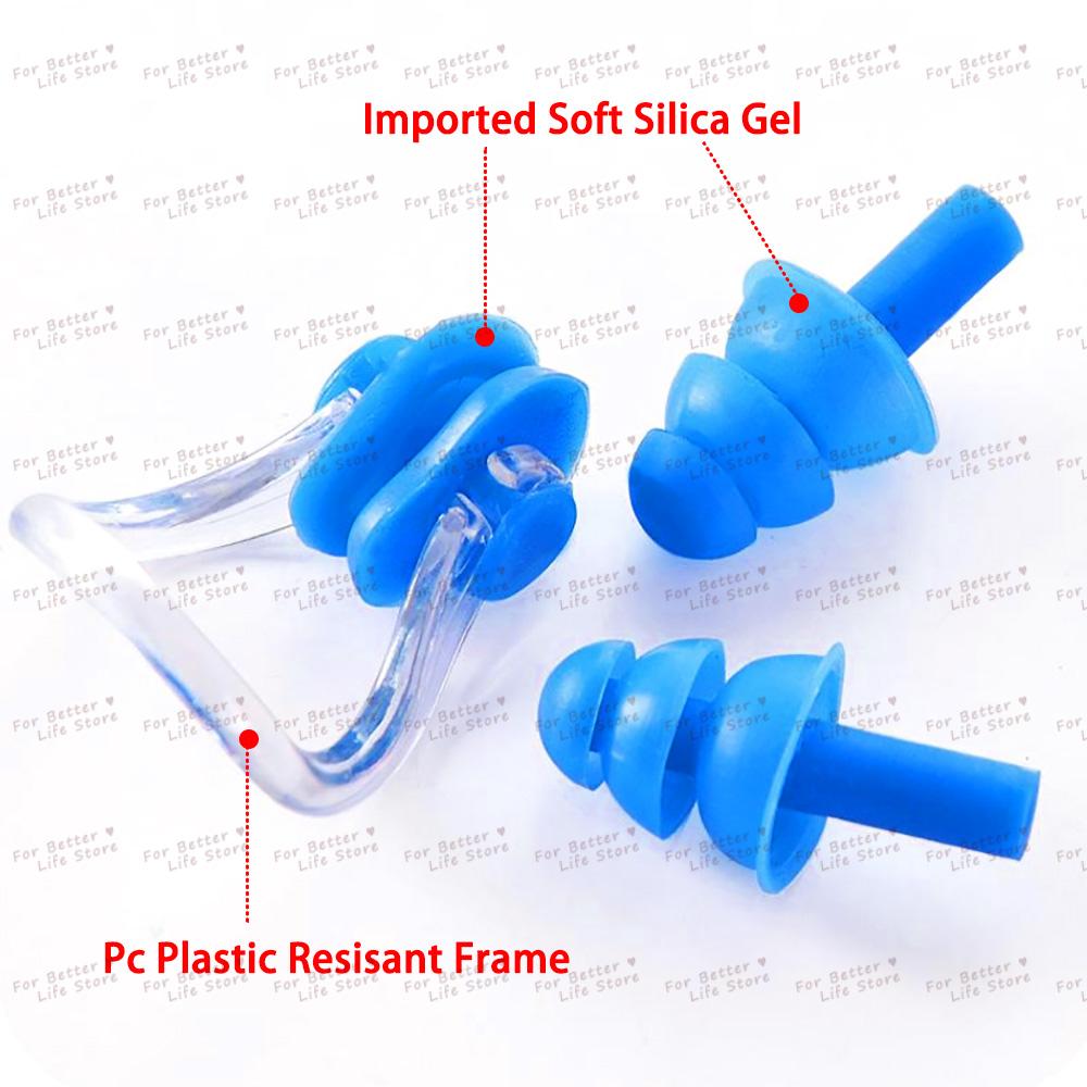 1Set 11G Soft Silicone Elastic Unisex Nose Clip Earplugs Waterproof Swimming Ear Plugs Surf Diving Pool Accessories