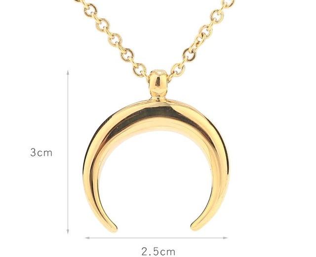 50cm Exquisite Stainless Steel OX Moon Necklace Half Moon Necklaces Pendants DIY Gift Jewelry