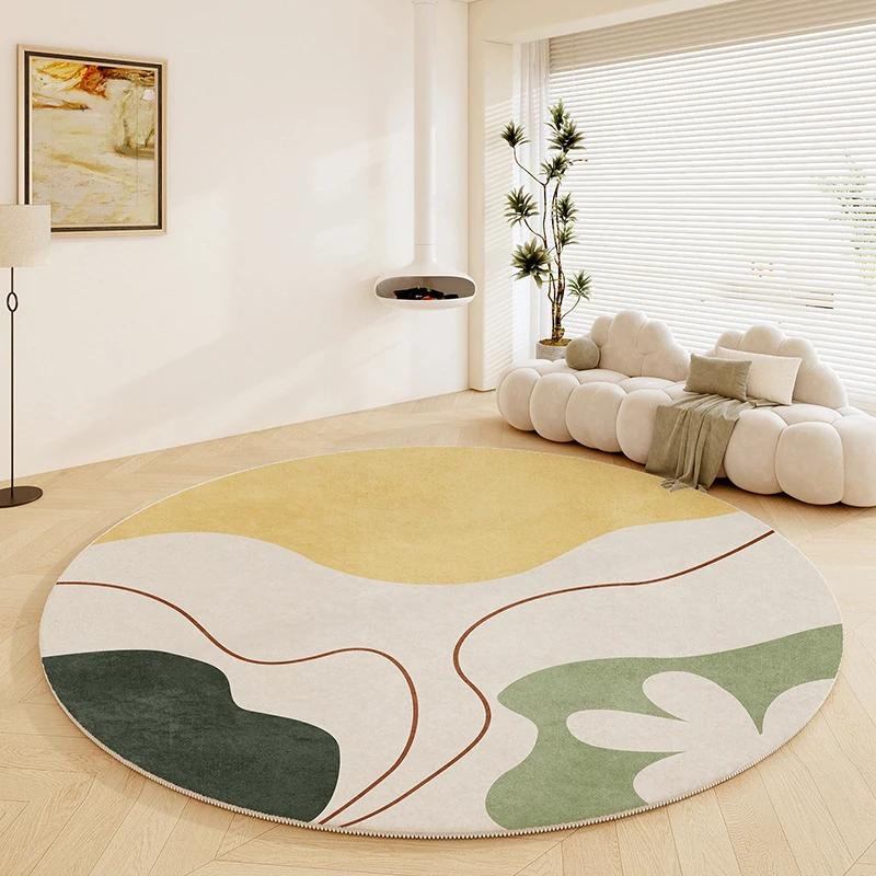 ~O~Nordic Abstract Round Rug – Fluffy Soft Thick Non-Slip Mat for Bedroom & Living Room Décor