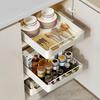 Pull-out Kitchen Storage Rack Large Capacity Anti-slip Spice Box Storage Rack Plastic with Slide Rails Drawer Type Storage Tray