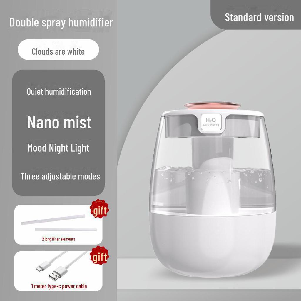 Silent Bedroom Humidifier for Pregnant Women & Babies - Large Mist Air Purifier for Small Rooms & 6 Air-Conditioned Spaces