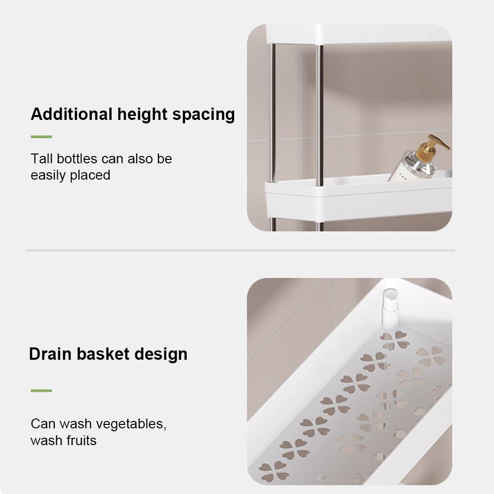 Rolling Utility Cart Multi-purpose Movable Storage Organizer Space-Saving Narrow Storage Rack for Bathroom Kitchen Living Room