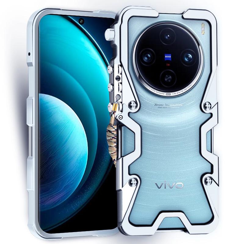For vivo X100 Pro 5G Case Aluminium Alloy Anti-drop Phone Cover with Strap