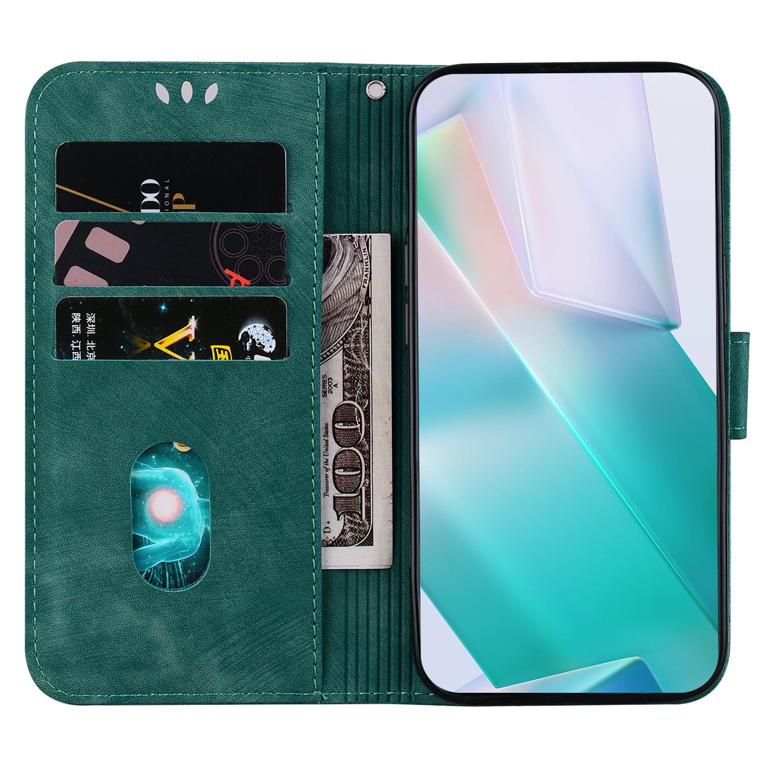 

For Xiaomi Redmi Note 13 Pro 5G/Poco X6 5G PU Leather Flip Cover Wallet Stand Tiger Pattern Phone Case Green
