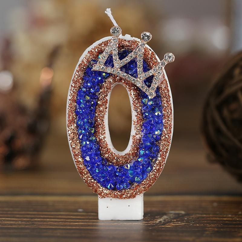 Niebieska Korona Świeczka Urodzinowa Cyfry 0-9 Świeczka z Brokatem Świeczki na Tort Dekoracja na Imprezę Cupcake na Rocznicę