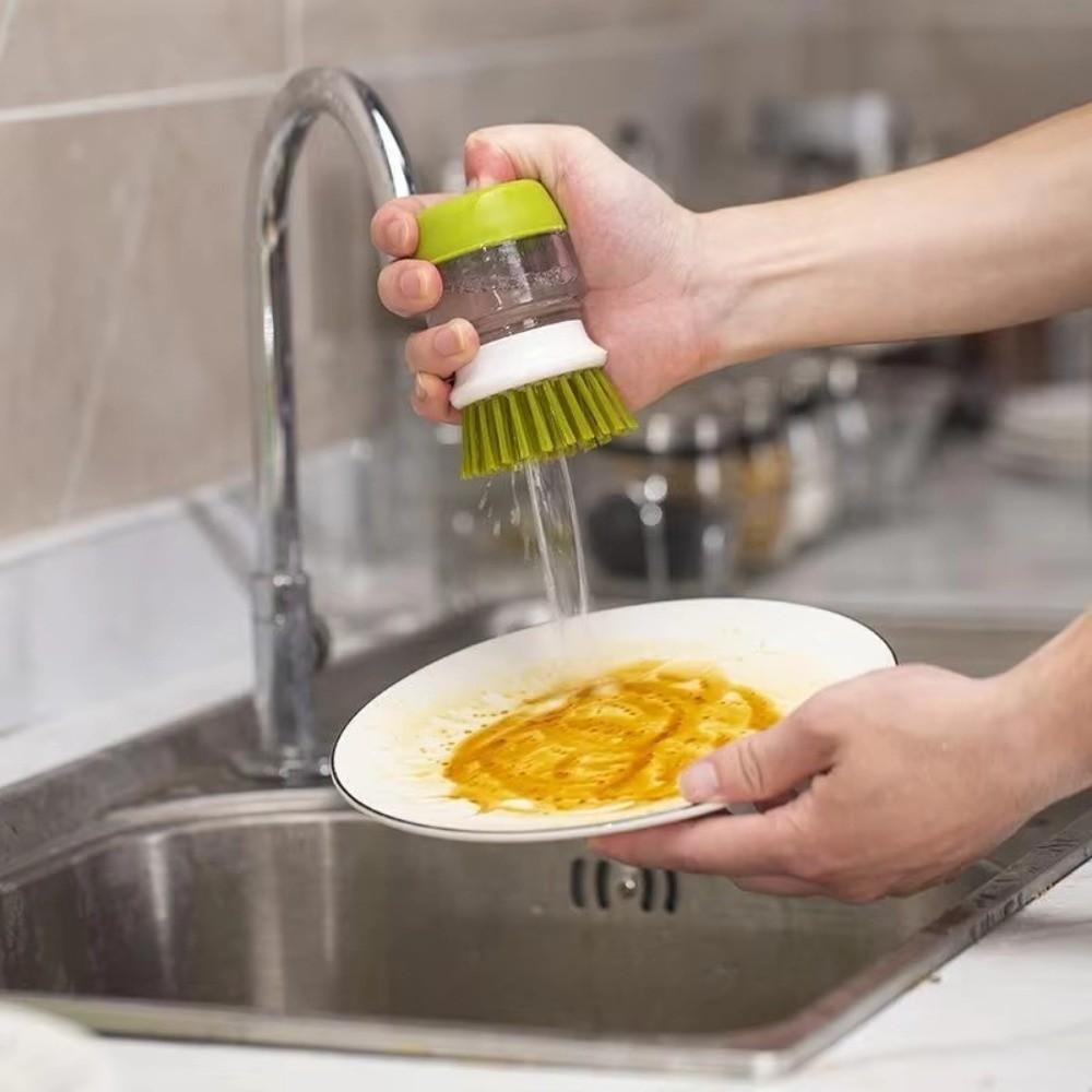 Removable With Soap Dispenser Dish Brush Non-greasy Cleaning Tool Scrub Brushes Multi Use Pot Brush Cookware