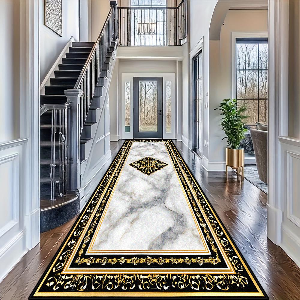 Nordic Luxurious Style Long Corridor Carpet Marble Decoration Runner Hallway Home Aisle Floor Mats Living Room Entryway Area Rug