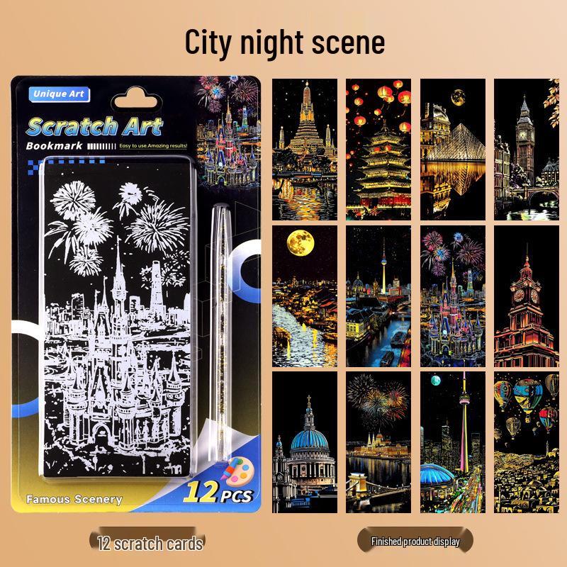 Färgglada DIY Skrapkonst Sticky Notes för Barn - Kreativa Stresslindrande Bokmärken