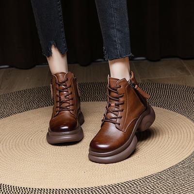 Short Boots Thick Bottom Martin Boots Leather Women's Shoes