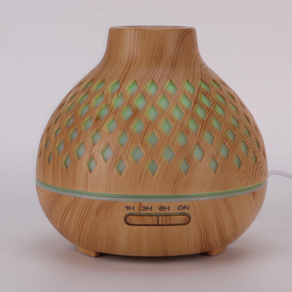 400ml Light Wood Grain Air Diffuser Electric Aroma Humidifier with Ambient Night Lamp 100‑240VUK Plug