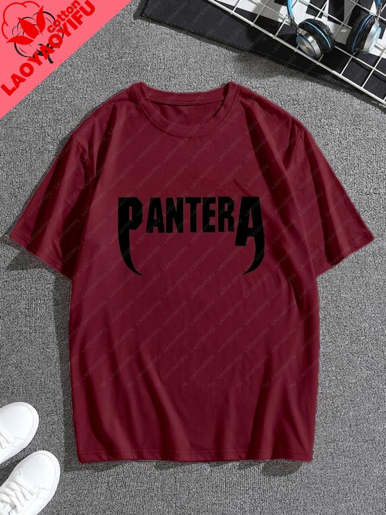 Retro Pattern TShirts From The American Band Pantera Cotton RoundNeck TShirts Are Suitable For Both Unisex And Unisex