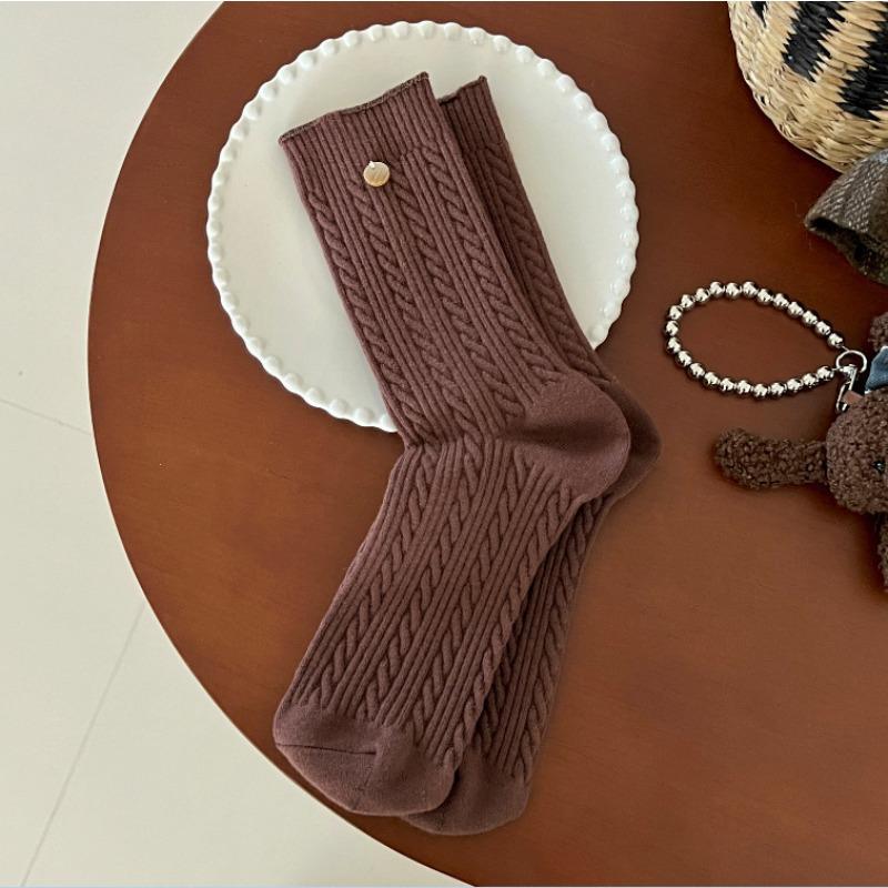 Fleece Knitted Socks for Women, Mid-calf Socks for Autumn and Winter, Thickened and Fleece for Warmth, Rabbit Fleece Long Socks, Pile Socks