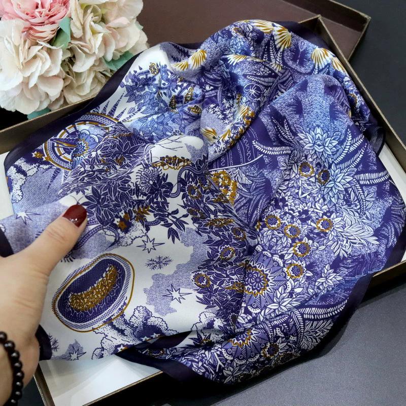 Neuer 100% Naturseide Schal Halstuch Foulard Damen Bandana Schals Frauen Hijab Schal Wickeltuch Quadratisches Kopftuch