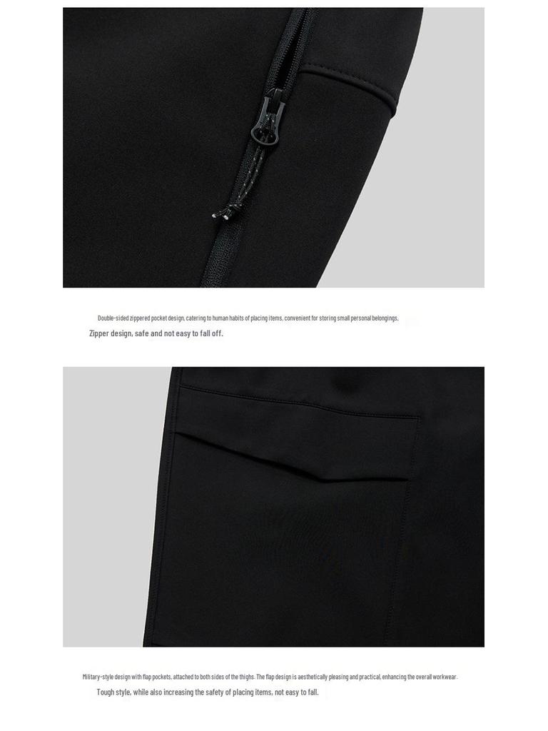 Men's Fleece-Lined Softshell Outdoor Pants: Multi-Pocket, Board-Style, Perfect for Autumn/Winter Hiking, Mountaineering, and Skiing.