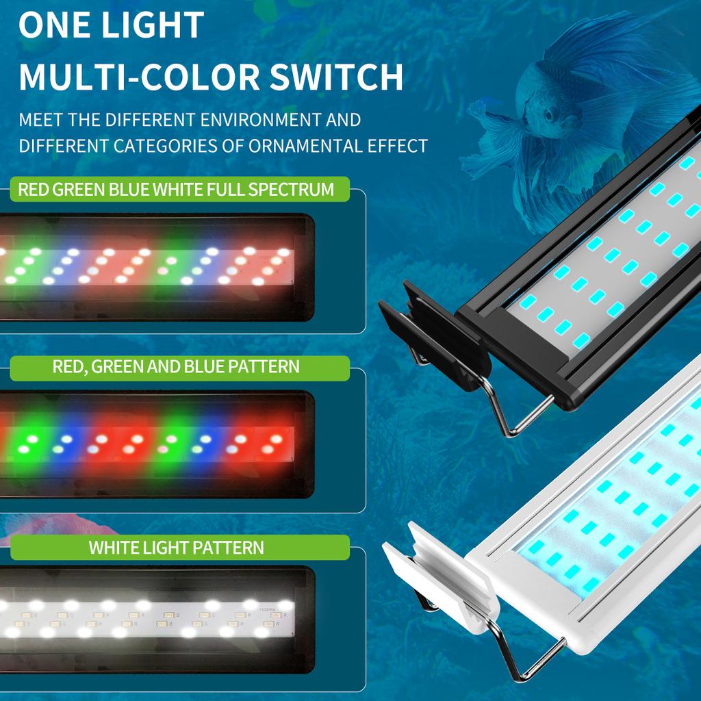 Small Fish Tank Light LED Light Frame Grass Tank Aquarium Lighting Four Rows of Color Changing Lights